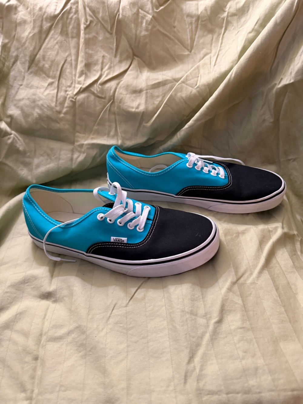 Vans Two-Tone Black and Teal Canvas Lace-Up Sneakers